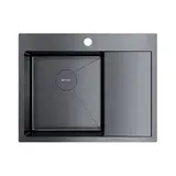 Кухонная мойка Omoikiri Akisame 65-GM-L (4973097) вороненая сталь